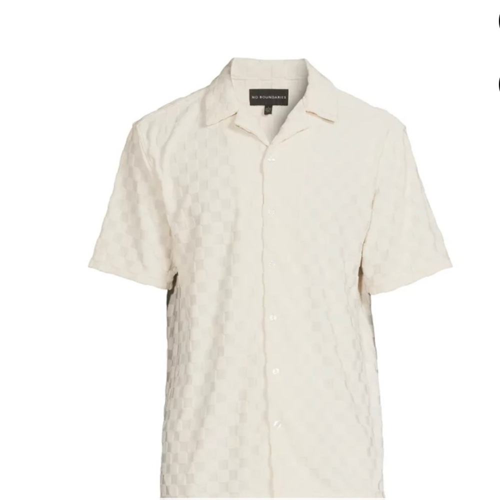 White checkerboard button down shirt